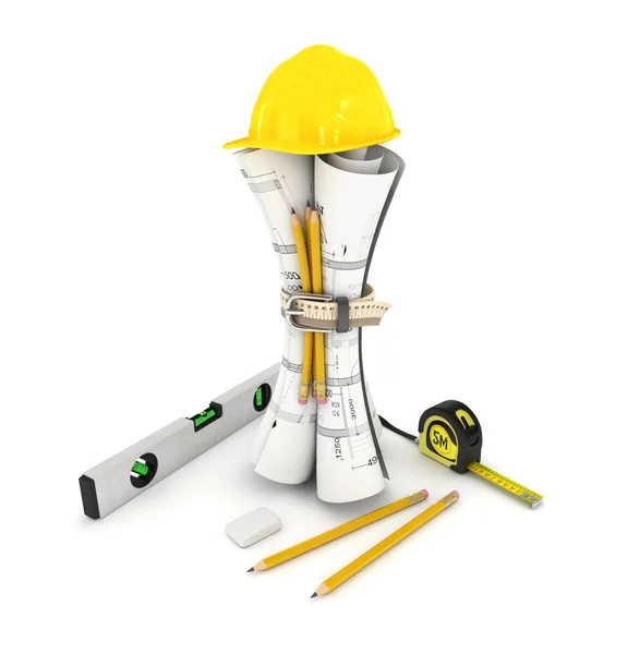 Construction plan in roll — Stock Photo, Image