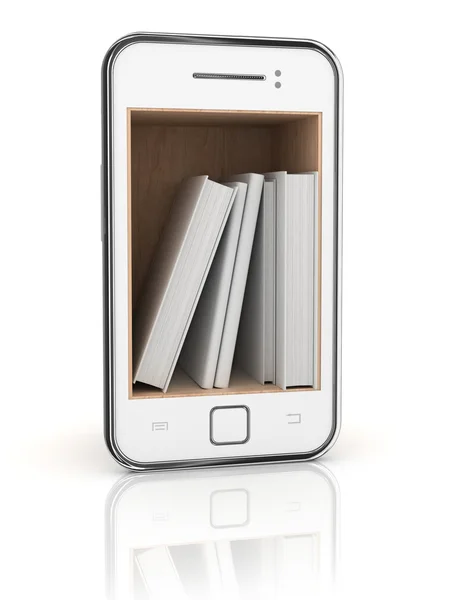 Телефон с книгами внутри — стоковое фото