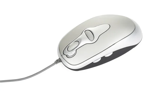 Tietokone hiiri johto valkoisella taustalla — kuvapankkivalokuva