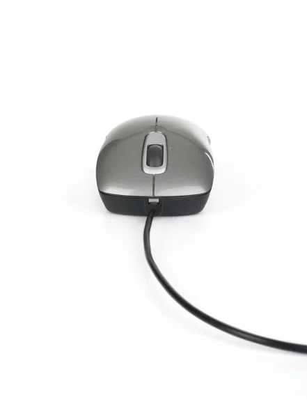 Počítačová myš s kabelem na bílém pozadí — Stock fotografie