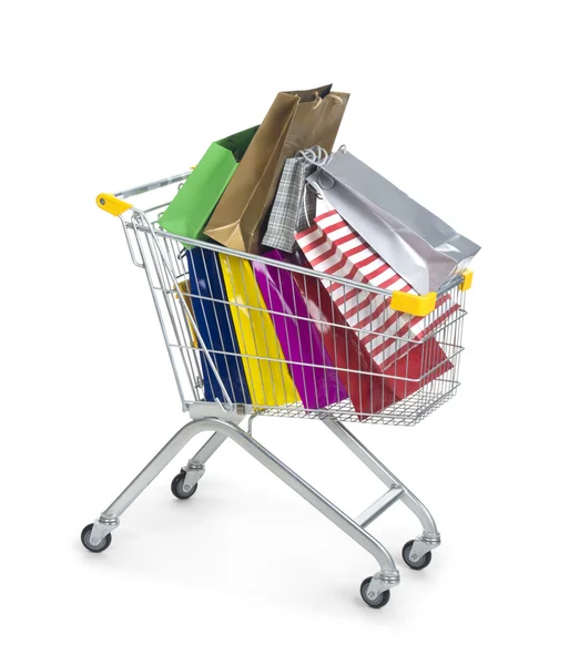Shopping in carrello con borse — Foto Stock