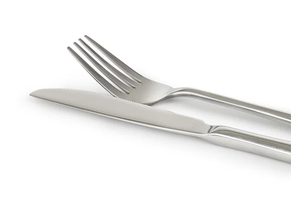 Chrome silver kniv och gaffel — Stockfoto