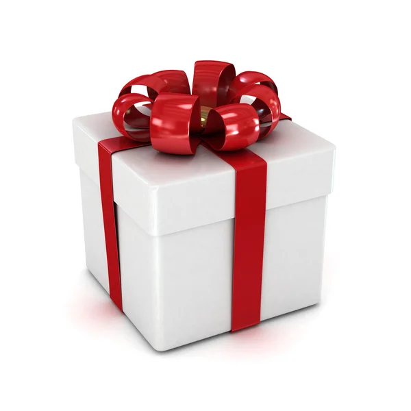 Doos van de gift, met lint zoals een cadeautje. — Stockfoto