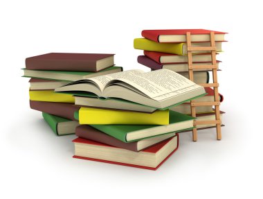 kitap yığında bir merdiven