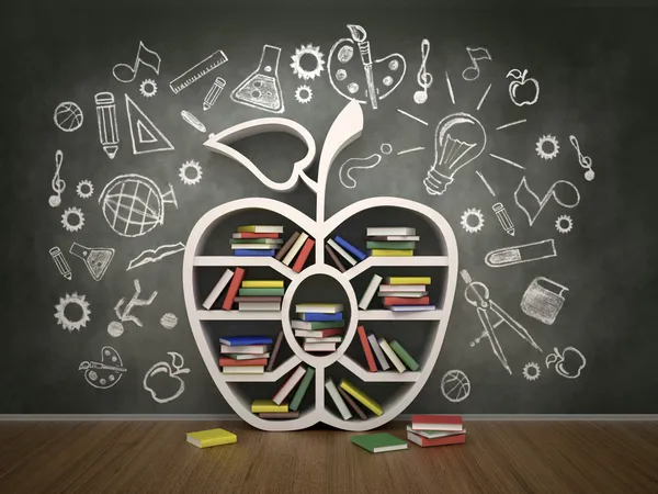 リンゴの形の本棚 — ストック写真