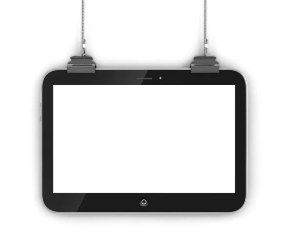 Black tablet pc with iron rope — Stock Photo, Image