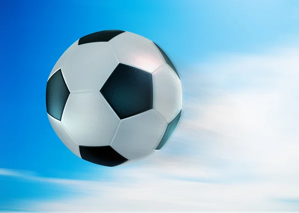 足球与蓝蓝的天空字段. — 图库照片