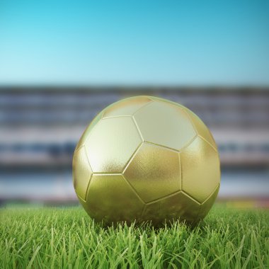 Altın gol 3d oyun alanı altında güzel günbatımına üzerinde
