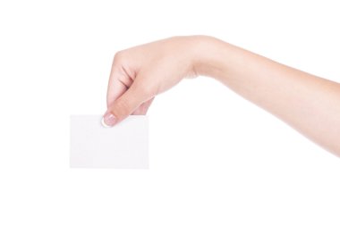 Bir kadın eli boş kartvizit