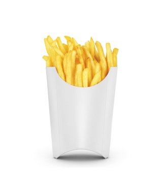 Greasy french fries in box clipart