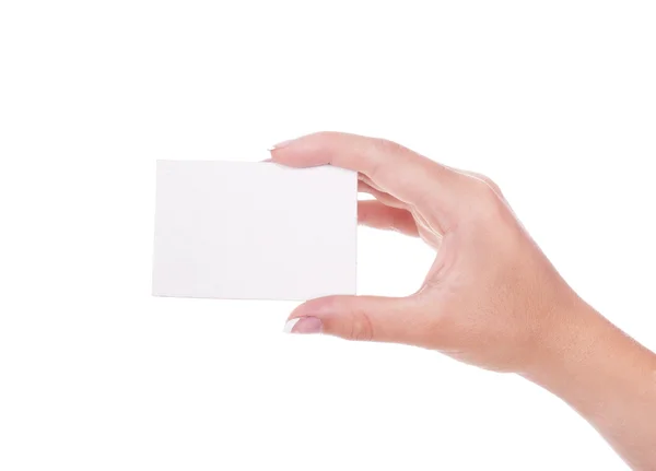 Hand with white card — Stock Photo, Image