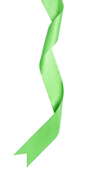 光沢のある緑のサテンのリボン — ストック写真