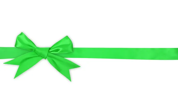 Green ribbon bow — Stock Photo, Image