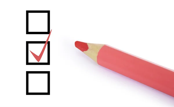 Check off with red pencil — Stock Photo, Image