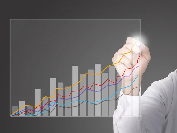 Affärsman ritade diagram — Stockfoto