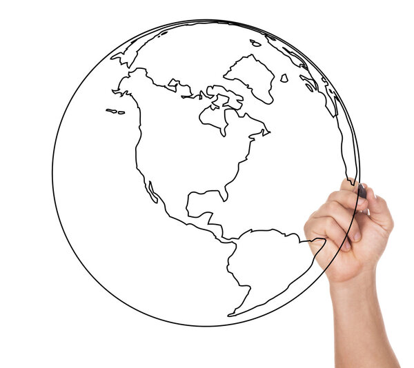 Hand-drawn globe