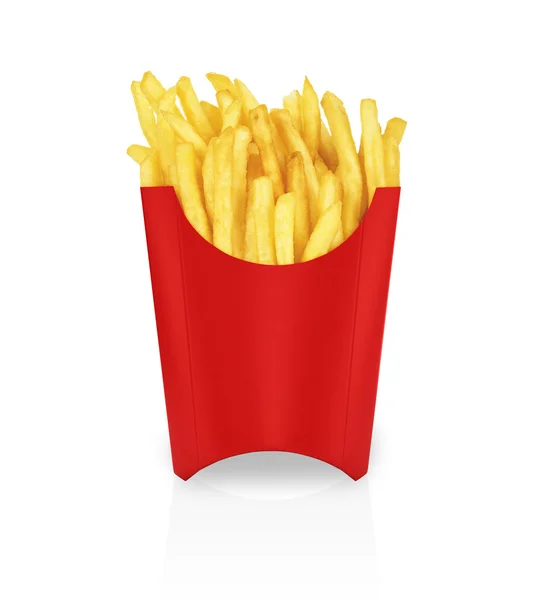 Greasy french fries in box — Stock Photo, Image