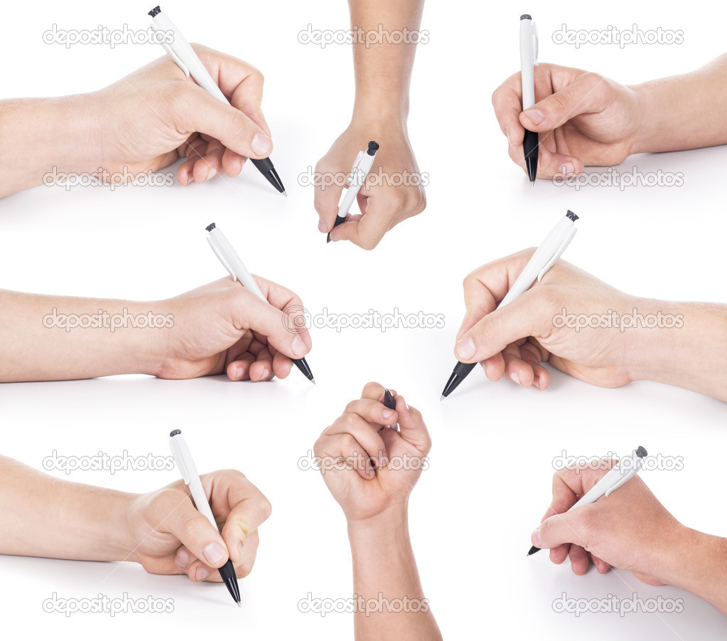 Set of hand with pen writing