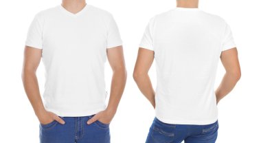 boş t-shirt giyen adam