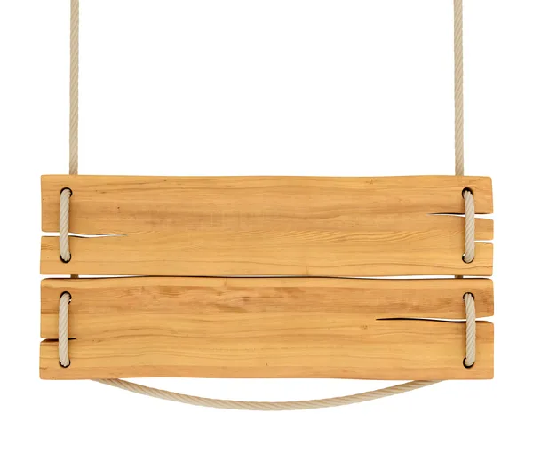 Wood sign board with rope — Stock Photo © urfingus 10065438