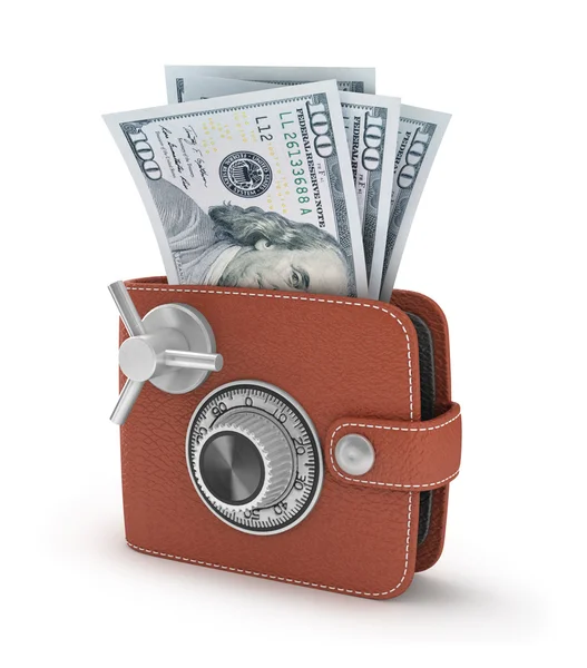 Pieniądze w bezpieczny portfel — Zdjęcie stockowe