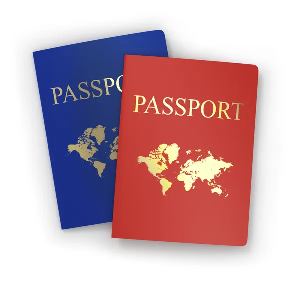 Dwa paszporty na białym tle — Zdjęcie stockowe