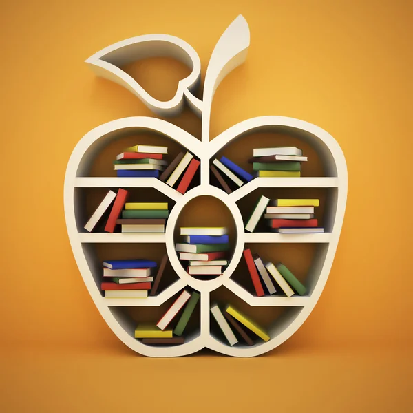 Book shelf in form of apple — Stock Photo, Image