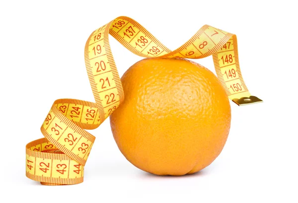 Orange fruit with tape measure — Stock Photo, Image