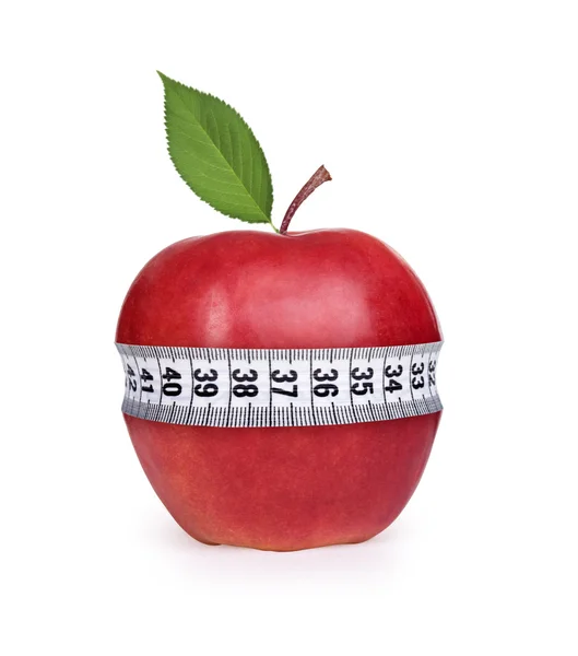 Kırmızı elma ile ölçüm — Stok fotoğraf