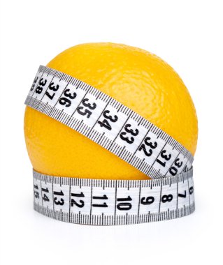 Turuncu meyve şerit metre ile