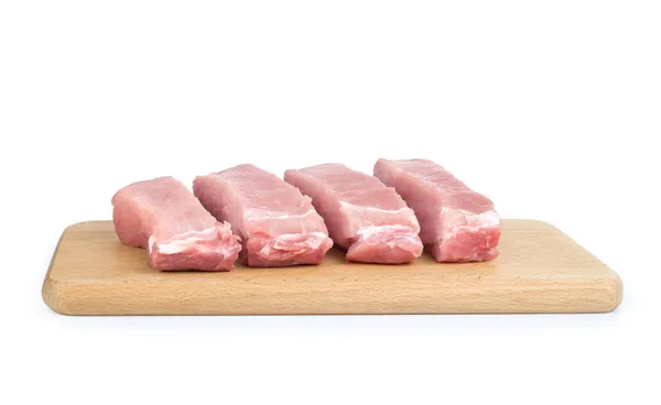 Muitas costeletas de porco frescas ou costeletas com salsa — Fotografia de Stock