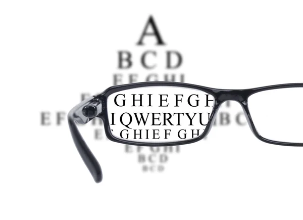 Sight test seen through eye glasses — Stock Photo, Image