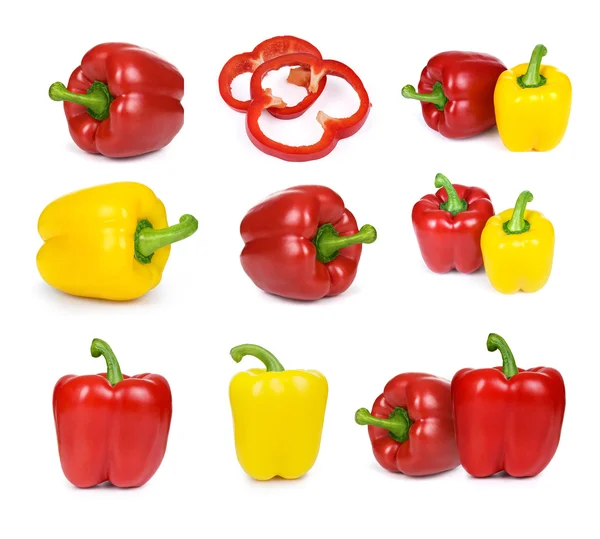 Set in Scheiben geschnittener roter, gelber Paprika — Stockfoto
