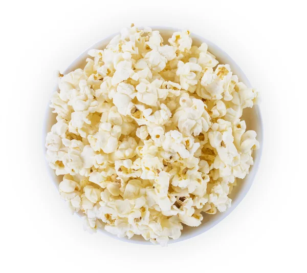 Bowl of popcorn isolated on white background — Stock Photo, Image