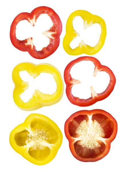 Uppsättning av skivad röd, gul paprika — Stockfoto