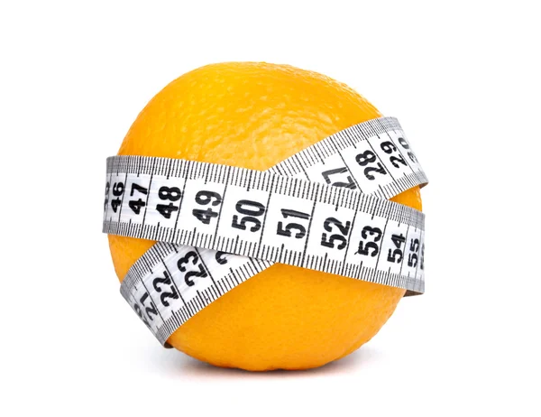 Frutas de laranja com fita métrica — Fotografia de Stock