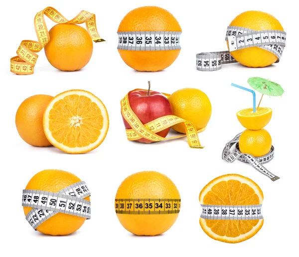 Orange frukt och måttband — Stockfoto