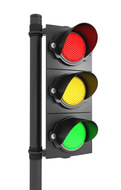 Beyaz arkaplanda trafik ışığı
