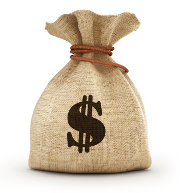 dolar ile dolu küçük çuval