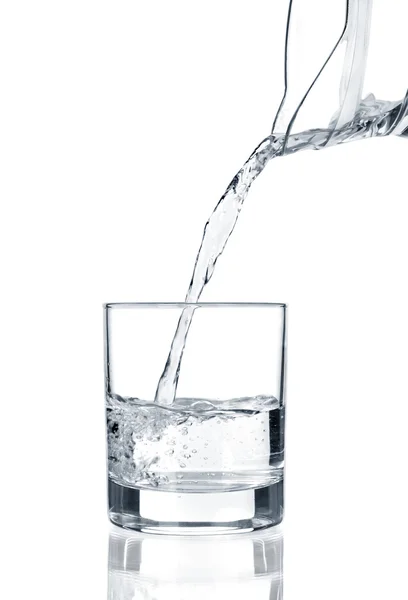 Drinking water pouring into glass. — Stock Photo, Image