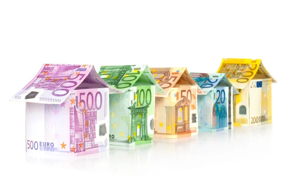 Domy z euro rachunki — Zdjęcie stockowe