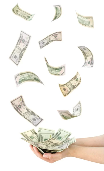 Many dollars falling — Stock Photo, Image