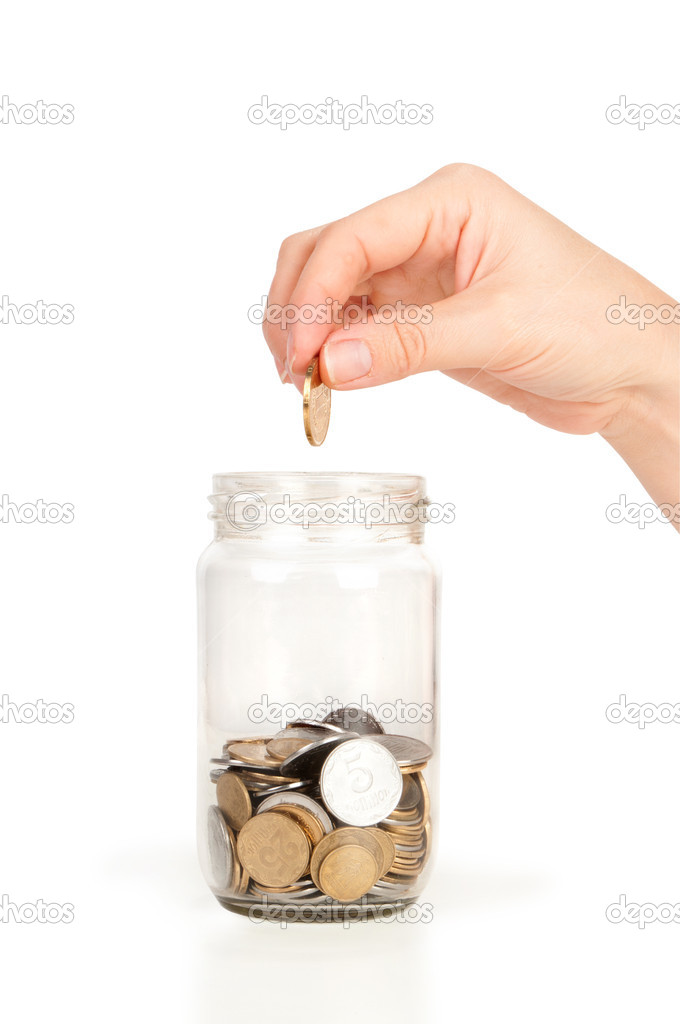 Hand put coin jar
