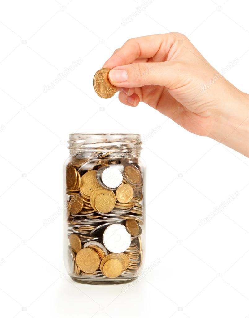 Hand put coin jar