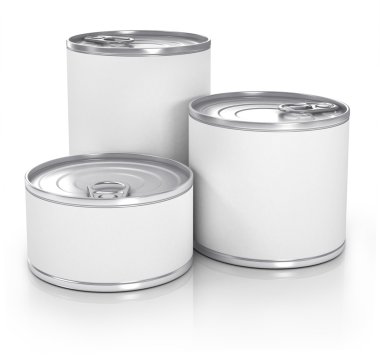 Cans with blank white label clipart