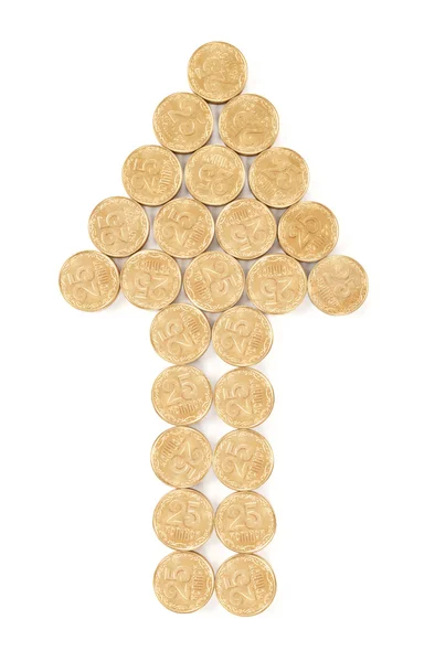 Šipka zlatých mincí — Stock fotografie