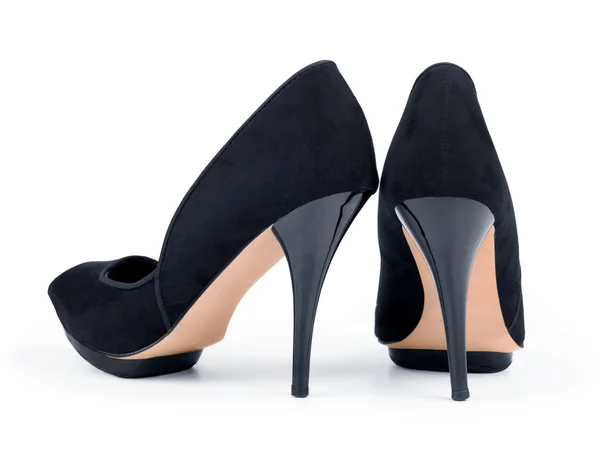 Dámské černé boty podpatku — Stock fotografie