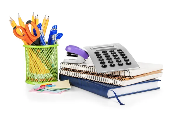 Cup with pens and pencils — Stock Photo, Image