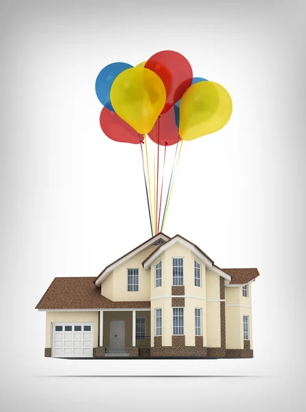 房子和气球 — 图库照片