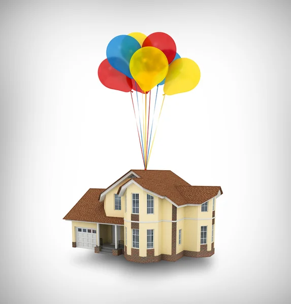 Dům a balóny — Stock fotografie